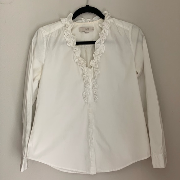 White Ruffled Button Down - Picture 1 of 1